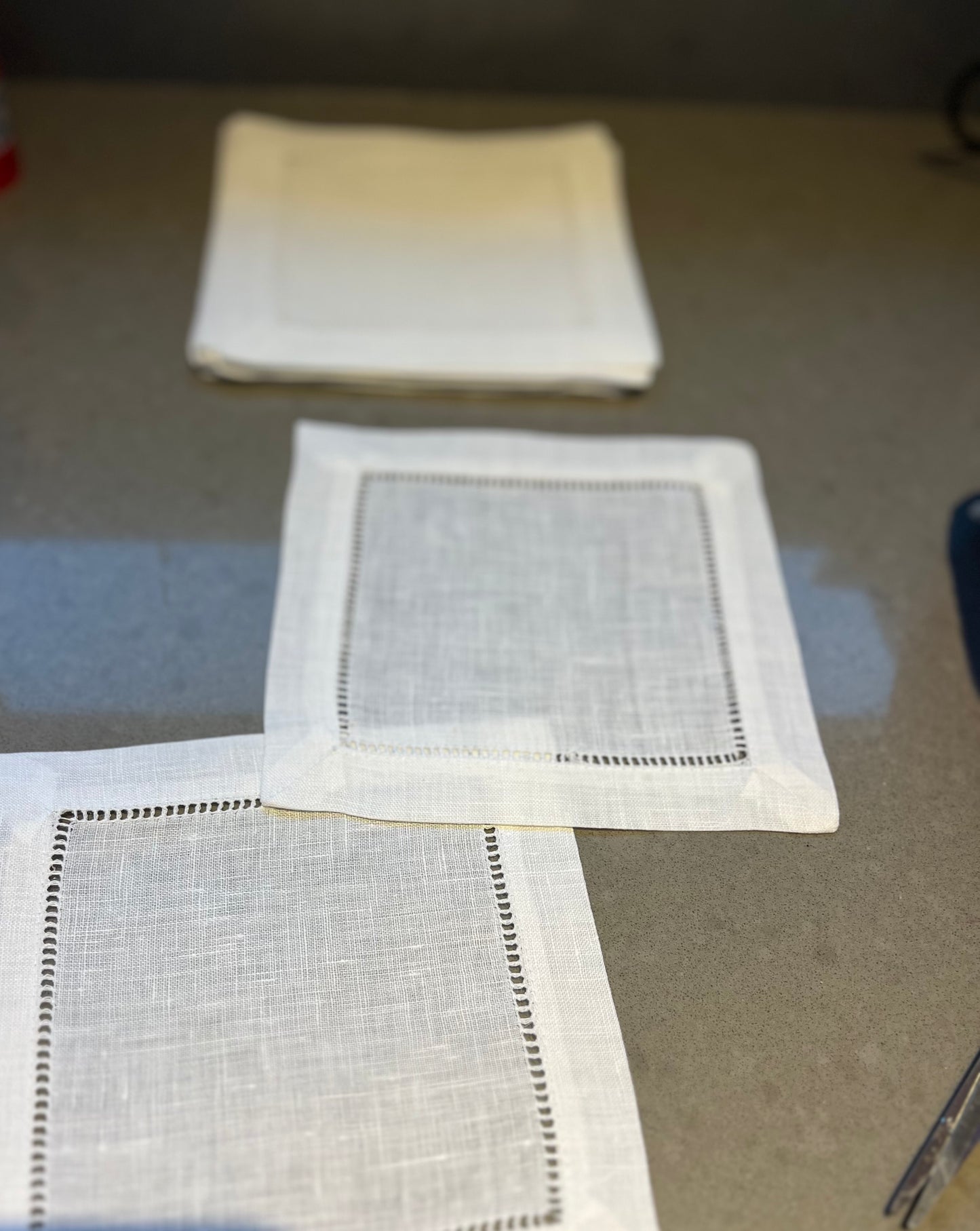 White Hemstich Cocktail Napkins